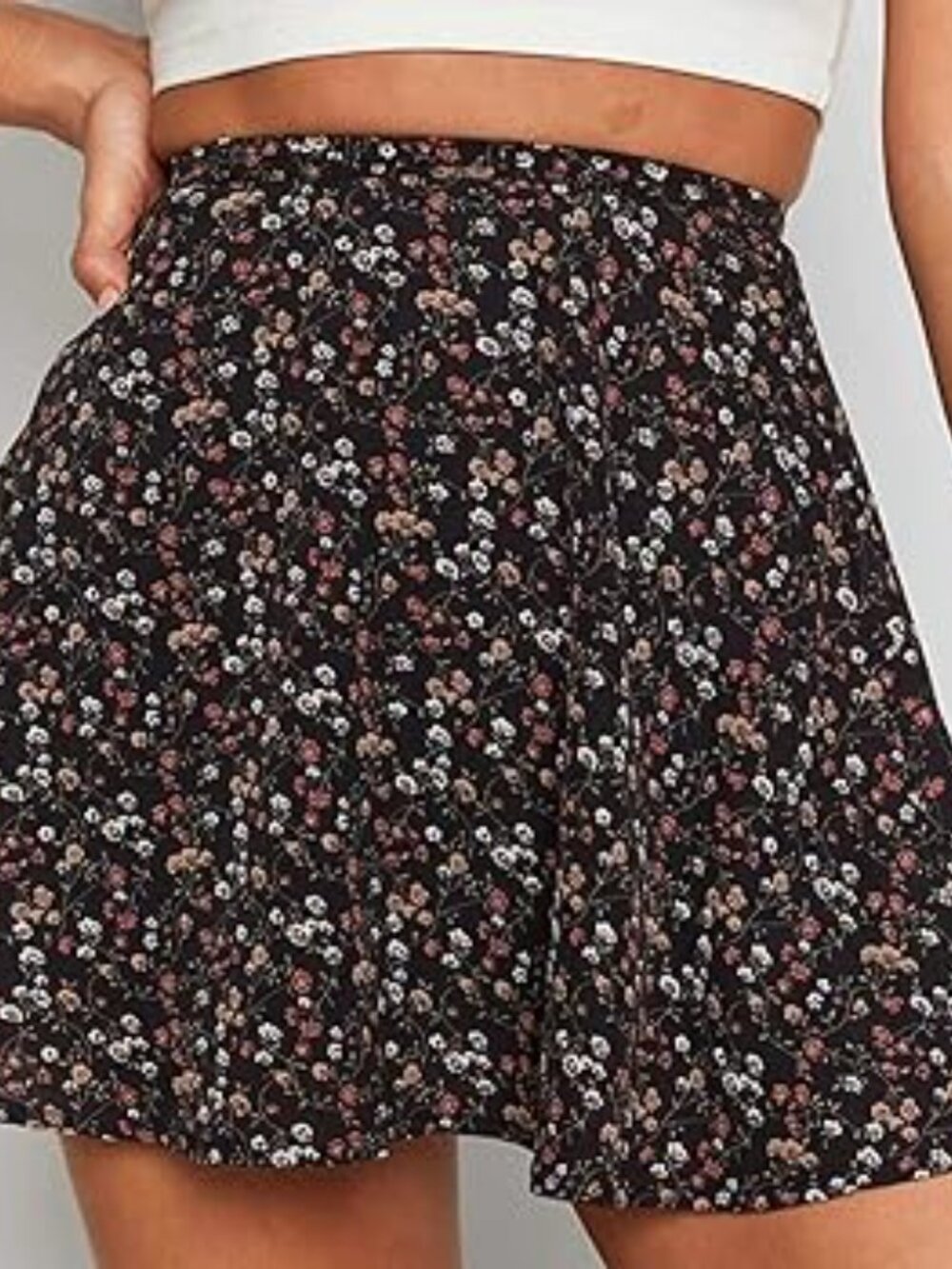 Joe Fresh Black Floral Tie-Front Lightweight Shorts